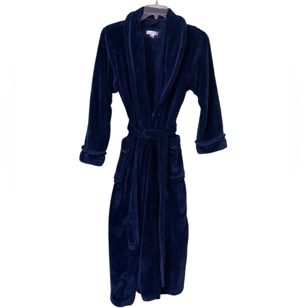 Midnight by Carole Hochman Plush Navy Robe. Size medium GUC - Picture 3 of 7